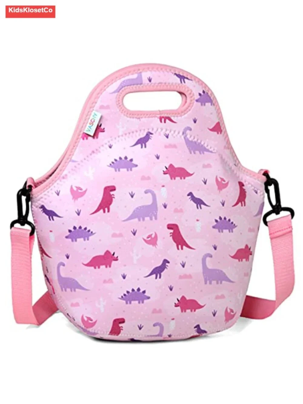Insulated Neoprene Lunch Tote for Kids with Adjustable Strap, Dinosaur Theme